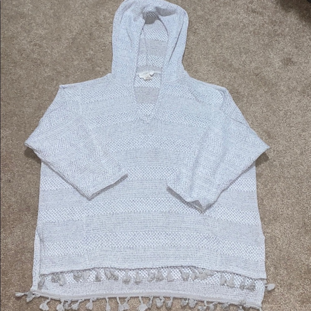 Grey fringe sweater from The Loft